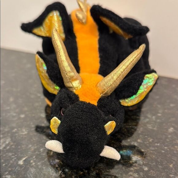 GANZ Webkinz Lava Dragon Black And Orange 10" Plush Stuffed Animal - Picture 2 of 9